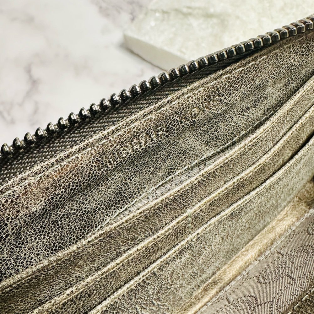 NEW! Michael Kors Distressed Quilted Dark Gray Nickel Leather & Stud Long Wallet - Picture 12 of 14